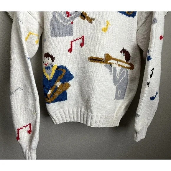 Peter Elliot Women's M? Musician Musical Notes Cotton Sweater *READ* - Picture 3 of 13